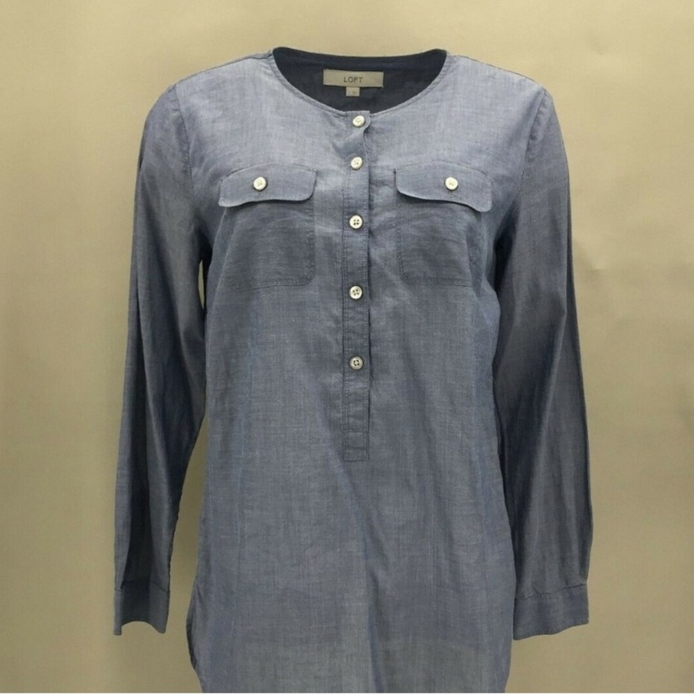Loft Blue Button-Down Blouse - image 1